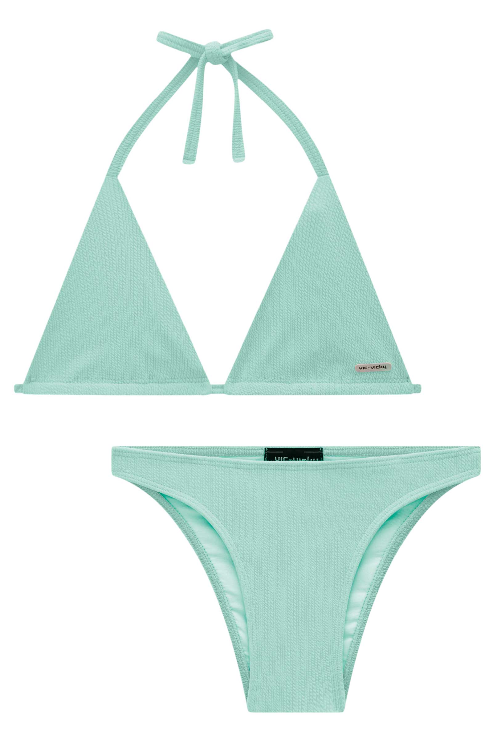 Conjunto de Biquíni Top Cortininha e Calcinha Slim em Malha Jacquard Marina Uv 50+ Teen Menina - Imagem 3
