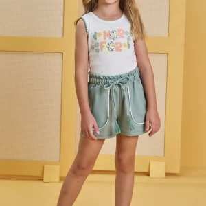 Conjunto de Blusa em Canelado Liz com Shorts em Molevisco Infantil Menina