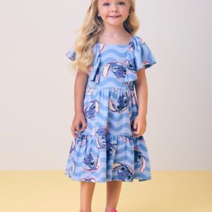 Vestido Com Estampa Do Stitch 100% Algodão