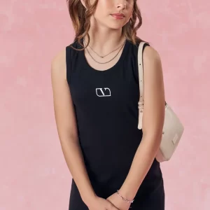 Vestido Em Canelado Preto