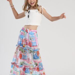 Conjunto Feminino Cropped E Saia Longa